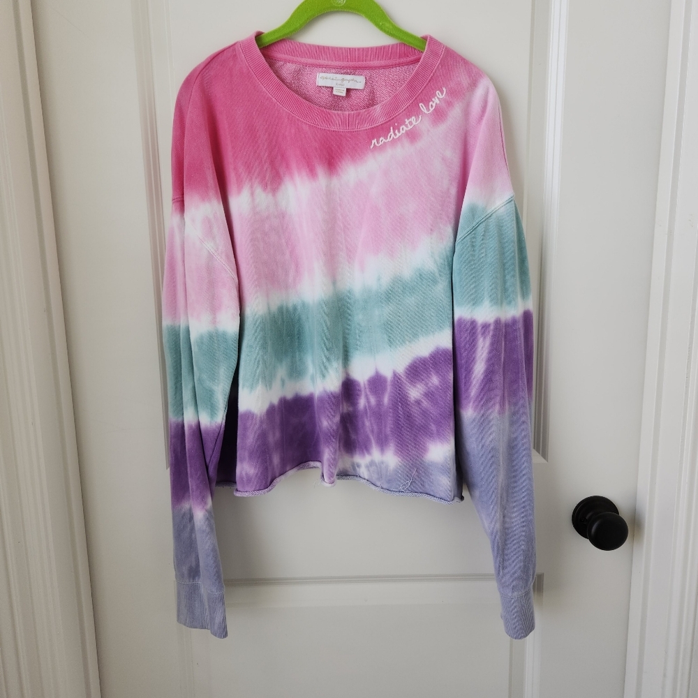 Spiritual Gangster Pink and Blue Crew Neck Sweater